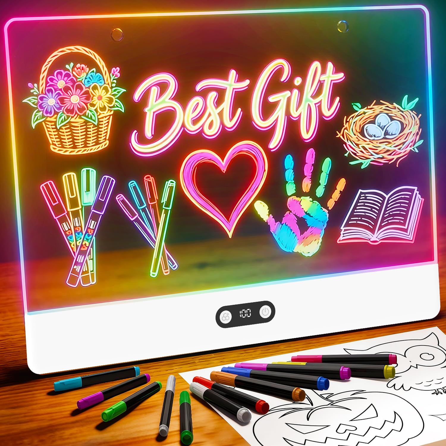 Kids Toys Drawing - لوح رسم LED قابل لإعادة الشحن