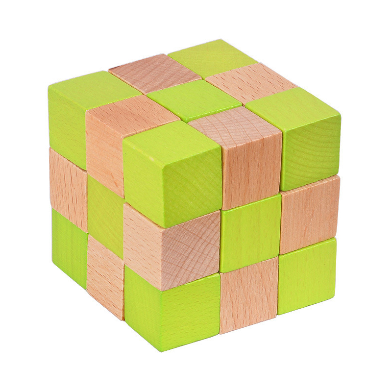 Wooden Puzzle Kids - خشبية ثعبان مكعب لغز الذكاء المنطق