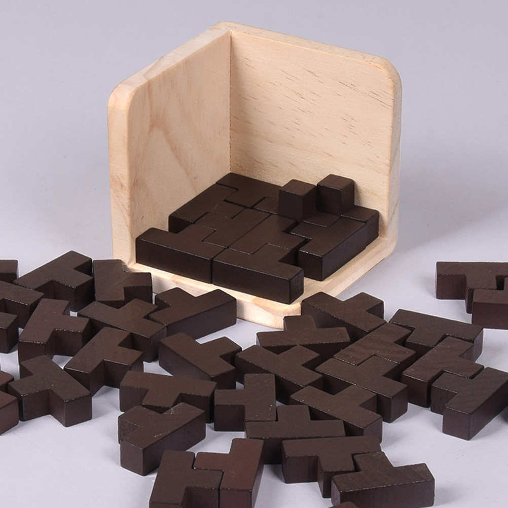 Wooden Puzzle Kids - مجموعة مكعبات خشبية تعليمية على شكل